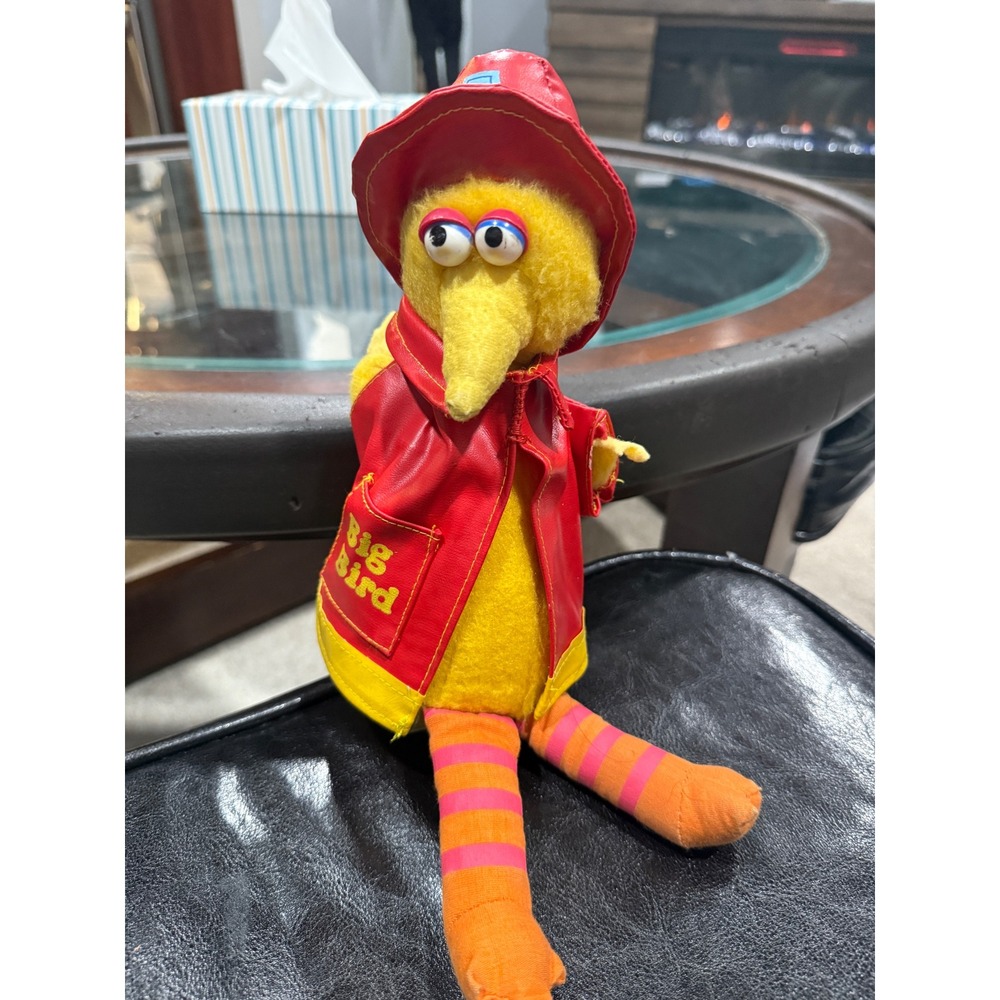 Vintage Sesame Street Big Bird Firefighter Plush‎ Toy Knickerbocker